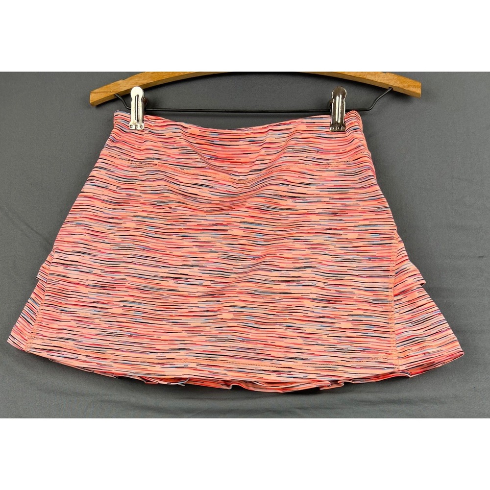Ideology Skort Women Large Coral Pink Space Dye Ruffle Active Tennis Skirt Exc